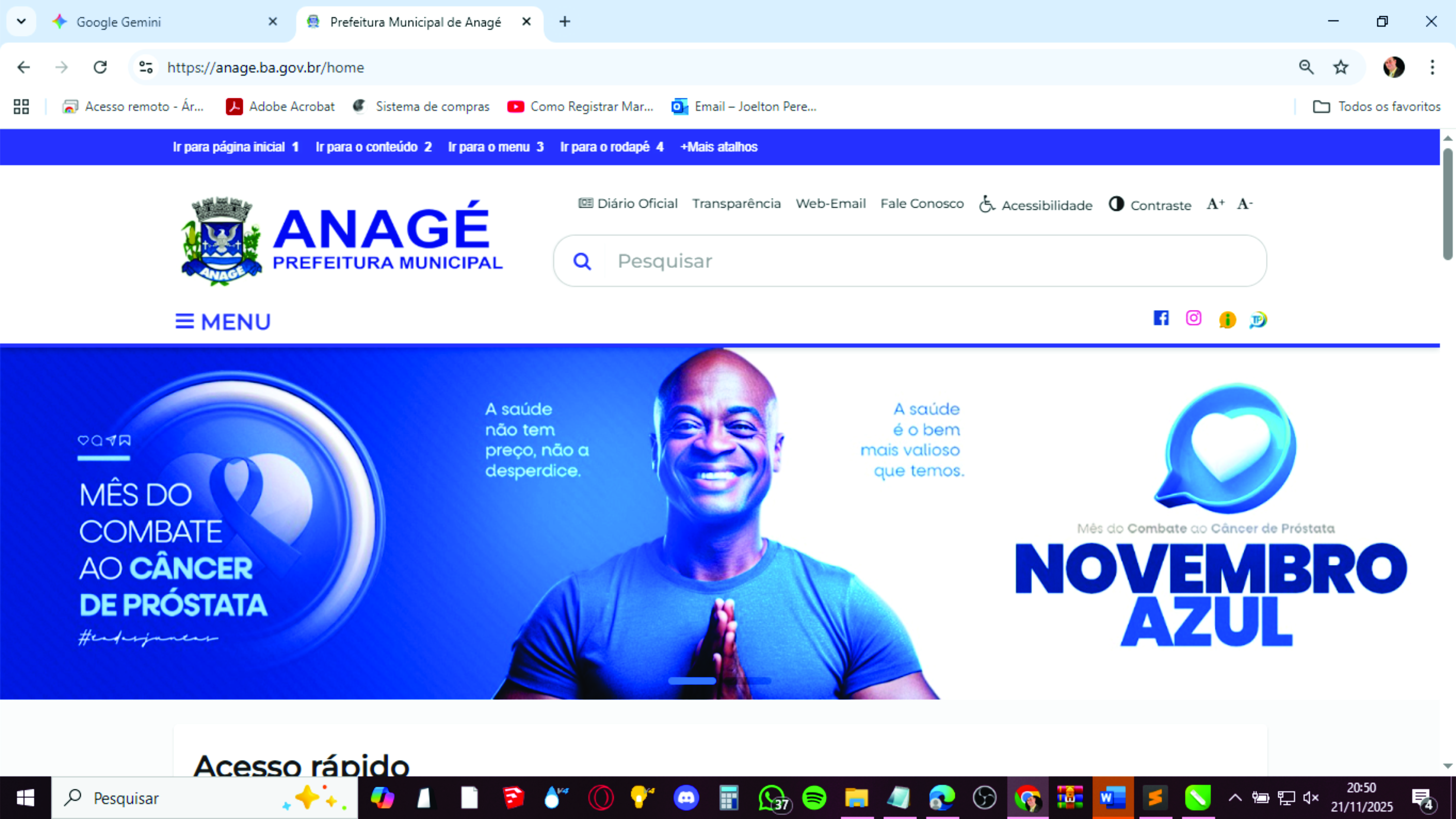 Portal da Prefeitura Municipal de Anagé, Bahia